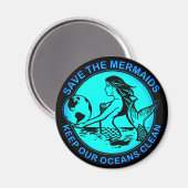 Aimant Sauvez Les Sirènes Gardez Nos Océans Propres © (Recto/Verso)