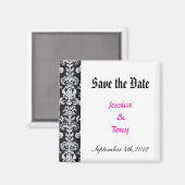 Aimant save the date,black damask (Recto/Verso)