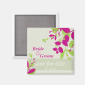 Aimant SAVE THE DATE :: nature - lime d'olive fuschia (Recto/Verso)