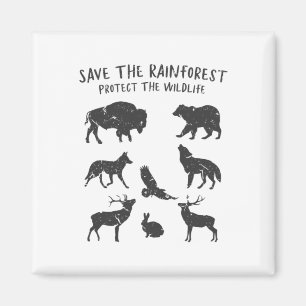Aimant Save The Rainforest Protect The Wildlife Animal Gr