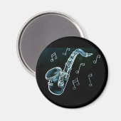 Aimant Saxophone et notes de musique (Recto/Verso)