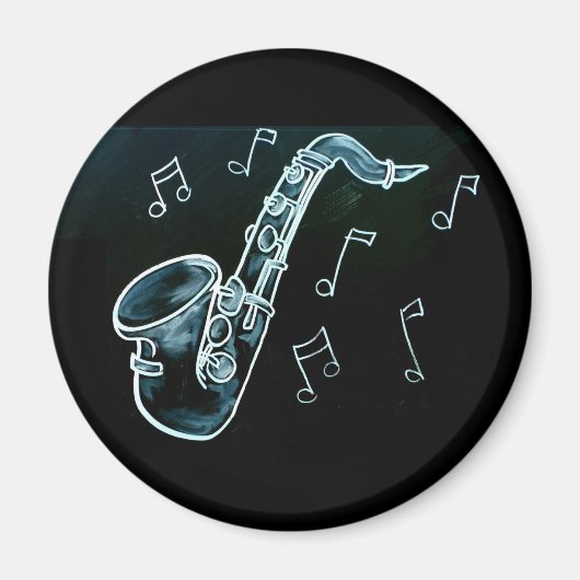 Aimant Saxophone et notes de musique (Devant)