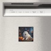 Aimant Scary d'Halloween Citrouille Samoyé (In Situ (Lave-vaisselle))