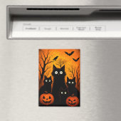 Aimant Scary Halloween Cats and Bats Design | Dark Horror (In Situ (Lave-vaisselle))