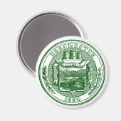 Aimant Sceau de Dorchester Massachusetts, vert (Recto/Verso)