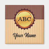 Aimant Sceau d'or avec initiales et nom Customisé (Devant)