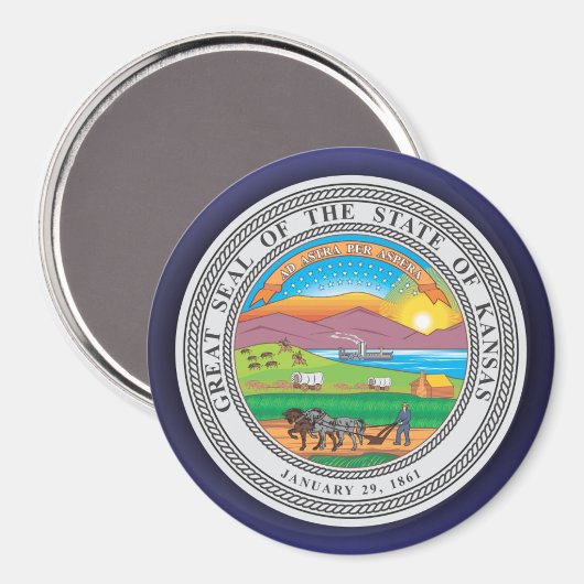 Aimant Sceau du Kansas (Recto/Verso)