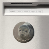 Aimant Sceller avec un baiser mignon bébé gris sceau (In Situ (Lave-vaisselle))