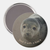 Aimant Sceller avec un baiser mignon bébé gris sceau (Recto/Verso)