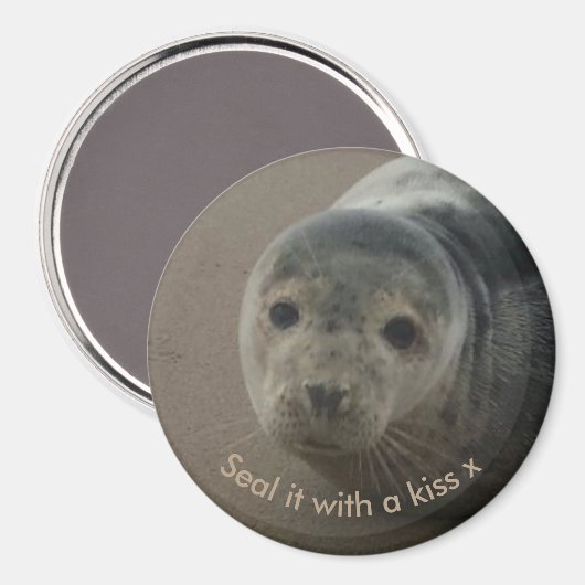 Aimant Sceller avec un baiser mignon bébé gris sceau (Recto/Verso)