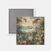 Aimant Scène botanique vintage oiseaux fleurs au paradis (Recto/Verso)