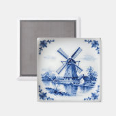 Aimant Scène de canal classique avec moulin à vent de Del (Recto/Verso)
