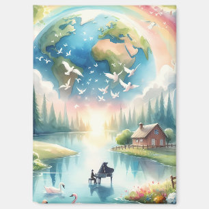 Aimant Scène de fantaisie terre arc-en-ciel fantaisiste