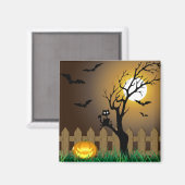 Aimant Scène de jardin d'Halloween effrayant (Recto/Verso)