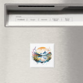 Aimant Scène de montagne à l'aquarelle (In Situ (Lave-vaisselle))