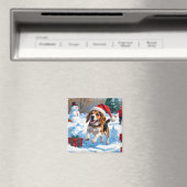 Aimant Scène de neige festive de Noël avec Beagle (In Situ (Lave-vaisselle))
