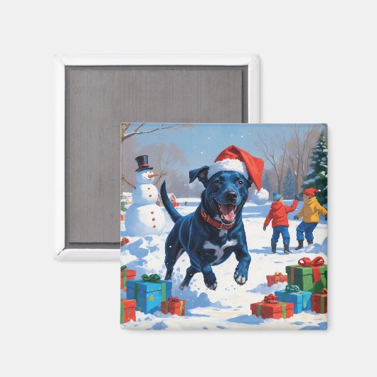 Aimant Scène de neige festive de Noël Blue Heeler (Recto/Verso)
