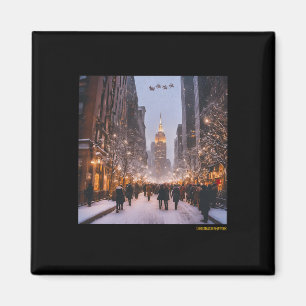 Aimant Scène de Noël de ville enneigée