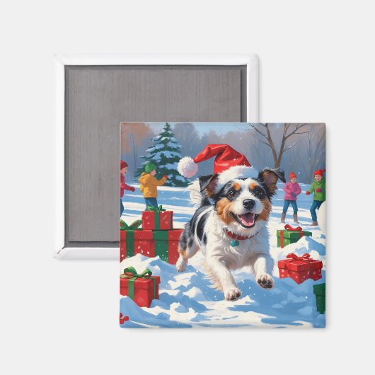 Aimant Scène de Noël du Terrier australien (Recto/Verso)