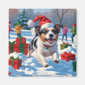 Aimant Scène de Noël du Terrier australien (Devant)