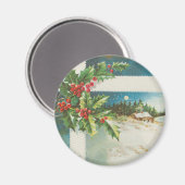 Aimant Scène de Noël Hiver de neige blanche (Recto/Verso)