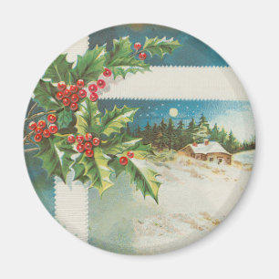 Aimant Scène de Noël Hiver de neige blanche