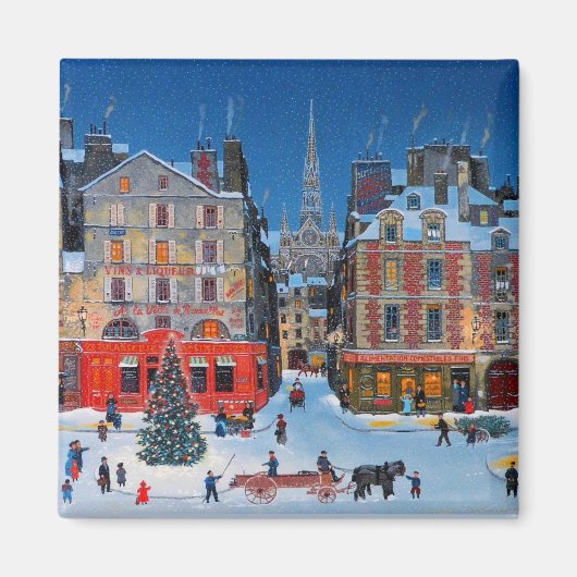 Aimant Scène de Noël vintage en plein air (Devant)