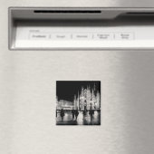 Aimant Scène de nuit du Duomo noir et blanc, Milan (In Situ (Lave-vaisselle))