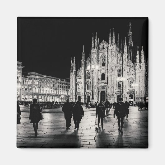 Aimant Scène de nuit du Duomo noir et blanc, Milan (Devant)