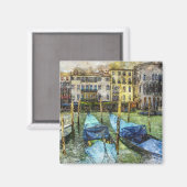 Aimant Scène de peinture de gondole à Venise (Recto/Verso)