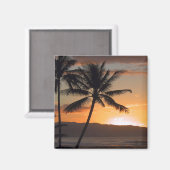 Aimant scène de plage palmiers (Recto/Verso)