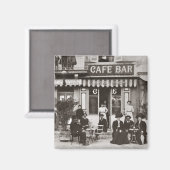 Aimant Scène de rue du bar-café français (Recto/Verso)