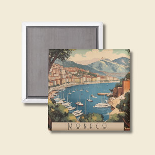 Aimant Scène de voyage vintage à Monaco avec texte person