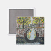 Aimant Scène du canal d'Amsterdam en automne (Recto/Verso)