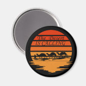 Aimant scène du désert avec des chameaux coucher de solei (Recto/Verso)