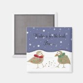 Aimant Scène hivernale avec deux petits oiseaux (Recto/Verso)