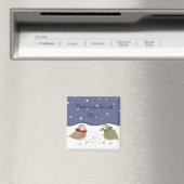 Aimant Scène hivernale avec deux petits oiseaux (In Situ (Lave-vaisselle))