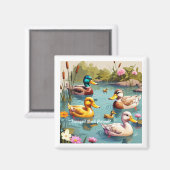 Aimant "Scène tranquille avec des canards" (Recto/Verso)