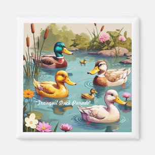 Aimant "Scène tranquille avec des canards"