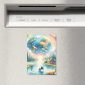 Aimant Scène Whimsical Rainbow Earth Imaginaire (In Situ (Lave-vaisselle))