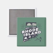 Aimant Scenic Rhode Island Retro Silhouette  (Recto/Verso)