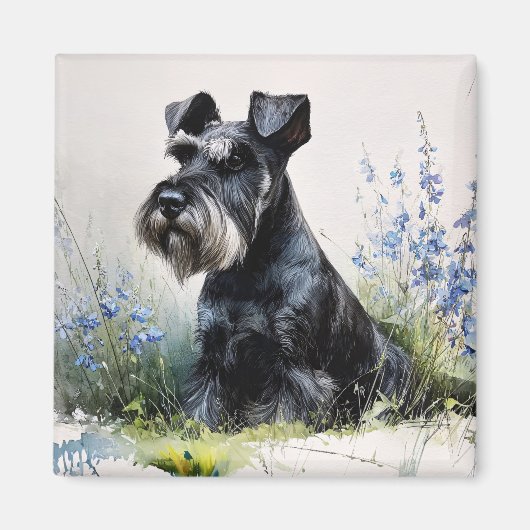 Aimant Schnauzer aquarelle (Devant)