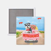 Aimant Schnauzer Chien Saint Valentin Coeurs de camion (Recto/Verso)