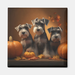 Aimant Schnauzer Chiot Automne Citrouille de plaisir