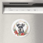 Aimant Schnauzer Christmas Wreath Festive Pup (In Situ (Lave-vaisselle))