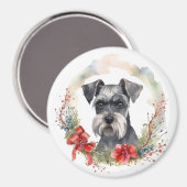 Aimant Schnauzer Christmas Wreath Festive Pup (Recto/Verso)