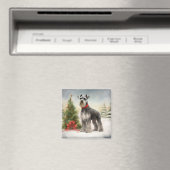 Aimant Schnauzer dans la neige à Noël (In Situ (Lave-vaisselle))