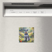 Aimant Schnauzer dans une prairie de fleurs sauvages (In Situ (Lave-vaisselle))