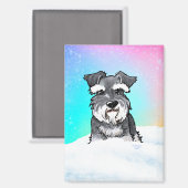 Aimant Schnauzer d'hiver (Recto/Verso)