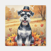 Aimant Schnauzer En Automne Laisse L'Art Thanksgiving (Devant)
